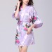 Silk Peacock Middle Sleeve Pajamas Waist Straps Sexy Bathrobes Women Sleepwear