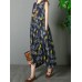 Cotton Sleeveless V-neck Pineapple Pattern Beach Dress