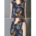 Cotton Sleeveless V-neck Pineapple Pattern Beach Dress