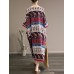 Loose Cotton Bohemian V-neck Three Quarter Sleeve Dress