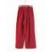 Women Casual Solid Elastic Waist Cotton Wide Leg Pants