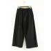 Women Casual Solid Elastic Waist Cotton Wide Leg Pants