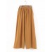 Women Casual Solid Elastic Waist Cotton Wide Leg Pants