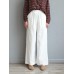 Women Casual Solid Elastic Waist Cotton Wide Leg Pants