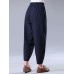 Vintage Women Embroidery High Elastic Waist Pants