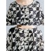 Casual Women Loose Cotton Print Geometric Pattern Round Neck Short Sleeve T-Shirts