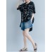 Casual Women Cotton Loose Print Short Sleeve O-Neck T-Shirts