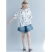 Casual Women Cotton Loose Print Short Sleeve O-Neck T-Shirts