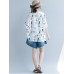 Casual Women Cotton Loose Print Short Sleeve O-Neck T-Shirts