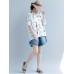 Casual Women Cotton Loose Print Short Sleeve O-Neck T-Shirts