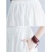 Wide Leg Vintage Women Retro Cotton Linen Elastic Waist White Pants