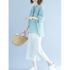 Casual Women Loose Half Sleeve Irregular Hem Shirts