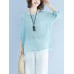 Casual Women Loose Half Sleeve Irregular Hem Shirts