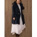 Vintage Long Sleeve Linen Cotton Hooded Mid-long Coats