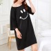 Milk Silk Women Loose Smile Printing Comfortable Pajamas Maternity Dress