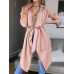 Autumn Casual Women Solid Color Irregular Hem Lapel Jacket