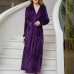 Plus Size Long Sleeve Bathrobe Flannel Thicken Nightgown Sleepwear