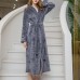 Plus Size Long Sleeve Bathrobe Flannel Thicken Nightgown Sleepwear