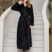 Plus Size Long Sleeve Bathrobe Flannel Thicken Nightgown Sleepwear