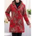 Autumn Winter Fleece Thicken Print Hooded Long Sleeve Coats