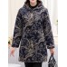 Autumn Winter Fleece Thicken Print Hooded Long Sleeve Coats