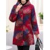 Autumn Winter Fleece Thicken Print Hooded Long Sleeve Coats