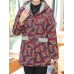 Vintage Women Floral Print Patchwork Button Long Sleeve Hooded Coats