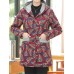 Vintage Women Floral Print Patchwork Button Long Sleeve Hooded Coats