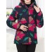 Vintage Women Printed Long Sleeve Fleece Hooded Coats