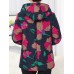 Vintage Women Printed Long Sleeve Fleece Hooded Coats