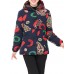 Vintage Women Printed Long Sleeve Fleece Hooded Coats