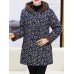 Women Retro Floral Print Buttons Long Sleeve Hooded Coats