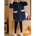 Women Casual Long Sleeve Pockets Fleece Thicken Denim Coats