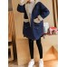 Women Casual Long Sleeve Pockets Fleece Thicken Denim Coats