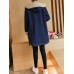 Women Casual Long Sleeve Pockets Fleece Thicken Denim Coats