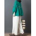 Women Casual Cotton Linen Pure Color Elastic Waist Pants with Pockets