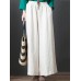 Women Casual Cotton Linen Pure Color Elastic Waist Pants with Pockets