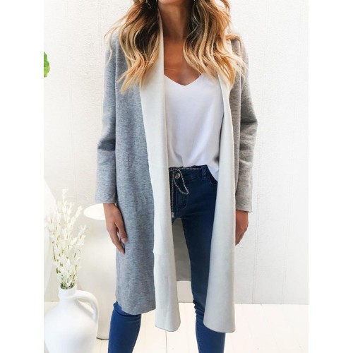 Casual Women Solid Color Long Sleeve Mid Long Outerwear Coats