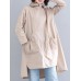 Casual Women Solid Color Asymmetrical Hem Zipper Hooded Sweatshirt with Pockets