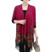 Vintage Women Floral Print Irregular Hem Long Sleeve Cardigans with Tassel