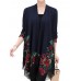 Vintage Women Floral Print Irregular Hem Long Sleeve Cardigans with Tassel