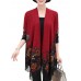 Vintage Women Floral Print Irregular Hem Long Sleeve Cardigans with Tassel