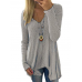 S-5XL Casual Women Solid Color Deep V-Neck Irregular Hem Blouse