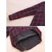 Casual Women Cotton Plaid V-Neck Button Long Sleeve Blouse