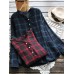 Casual Women Cotton Plaid V-Neck Button Long Sleeve Blouse