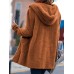 Pure Color Fleece Hooded Pockets Long Sleeve Women Coats