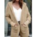 Pure Color Fleece Hooded Pockets Long Sleeve Women Coats