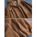 Women Retro Pure Color Hooded Long Sleeve Corduroy Short Coats With Pockets