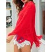 Women Pure Color Geometric Loose Knit Shawl Tassel Sweater Coats