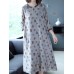 Women Elegant Floral Print Crew Neck Three Quarter Sleeve Dress